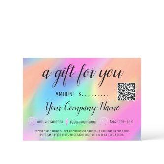 Business Gift Certificate Holograph Logo QR Code