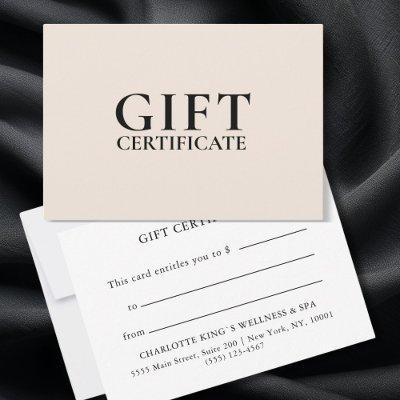BUSINESS GIFT CERTIFICATE | Modern | Minimal