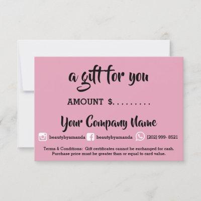Business Gift Certificate Nails Studio Pink Pastel