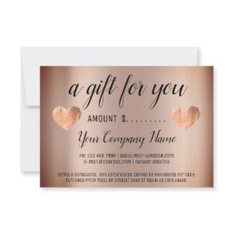 Business Gift Certificate Simply Copper Rose Heart