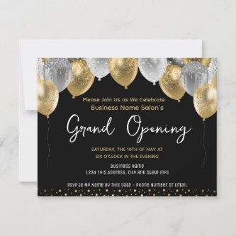 Business Grand Opening Gold and Black Invitation