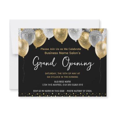 Business Grand Opening Gold and Black Invitation
