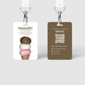 Business Ice Cream Cone QR Code Template Badge