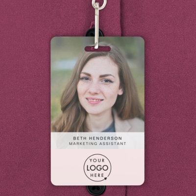 Business ID Card | Blush Pink Girly Modern Staff Badge