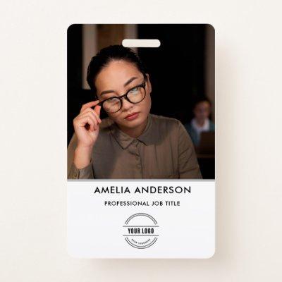 Business ID Card | Modern Large Photo Employee Bad Badge
