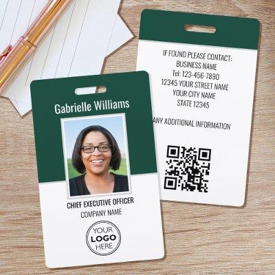 Business ID Photo Security Modern Green Badge