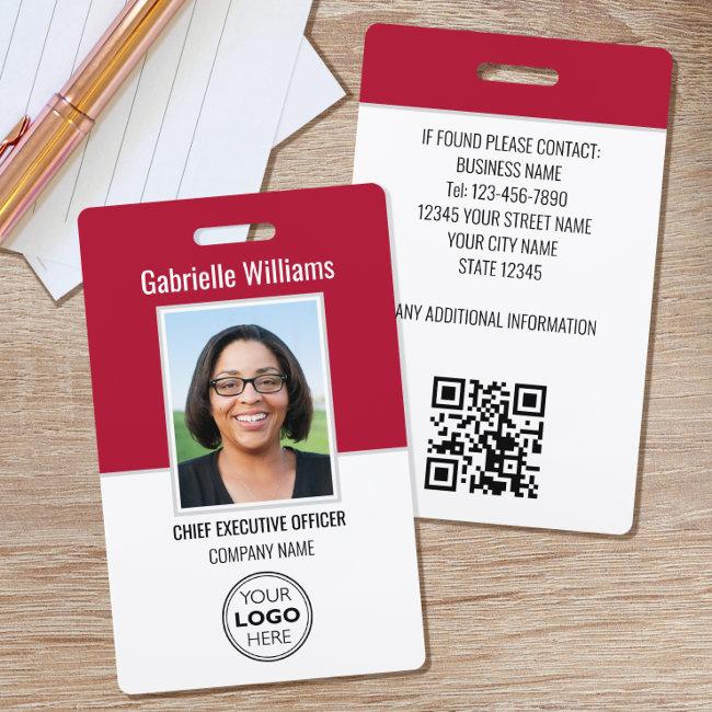 Business ID Photo Security Modern Red Badge