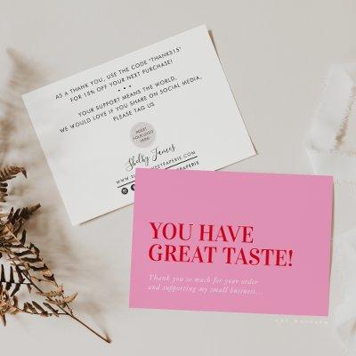 BUSINESS INSERT modern thank you cute red pink