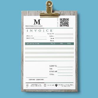 Business Invoice Sales Receipt Monogram Qr Code