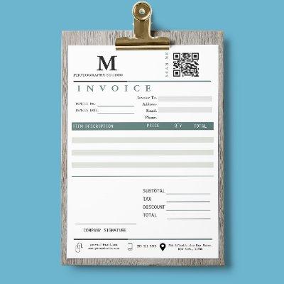 Business Invoice Sales Receipt Monogram Qr Code