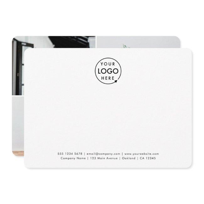 Business Logo 4 Photo Collage Professional Note Card