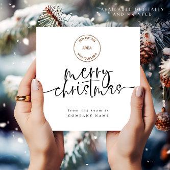 Business Logo Any Color Merry Christmas Square Holiday Card