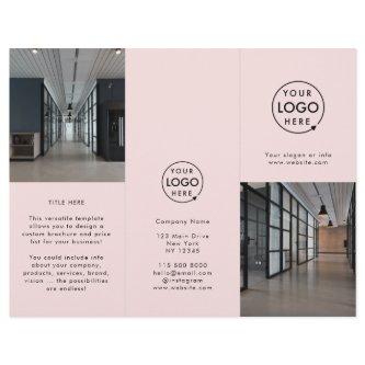 Business Logo Blush Pink Pamphlet Brochure