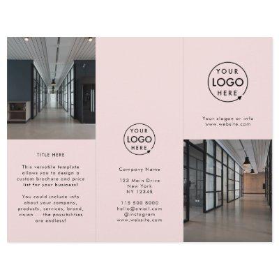 Business Logo Blush Pink Pamphlet Brochure