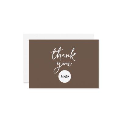 Business Logo Chocolate Brown Thank You Card