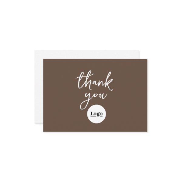 Business Logo Chocolate Brown Thank You Card
