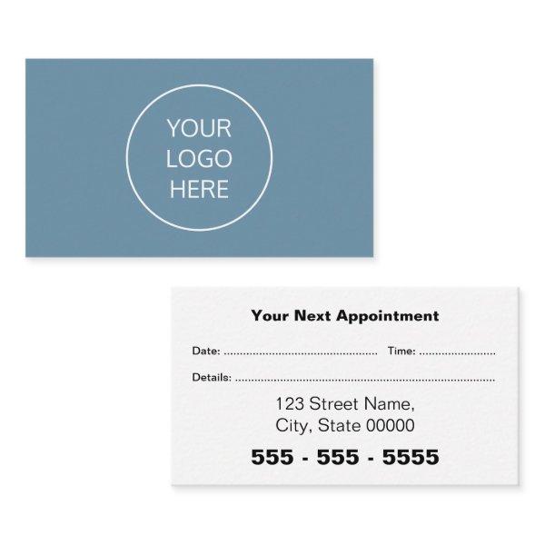Business Logo Dusty Blue Appointment Card