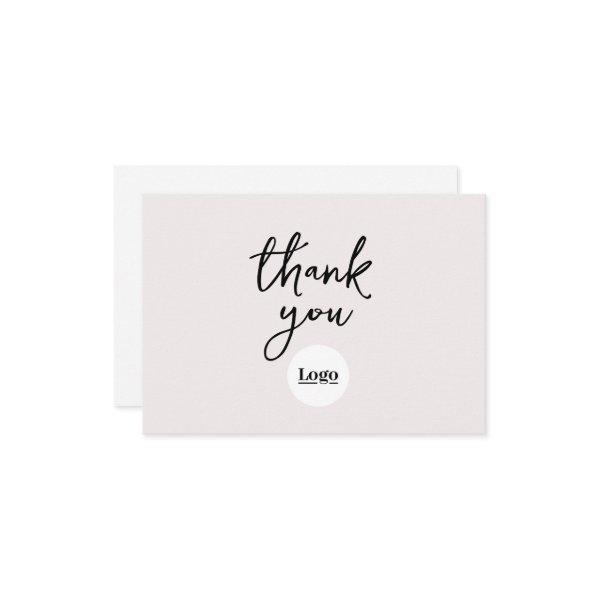 Business Logo Ecru Thank You Card