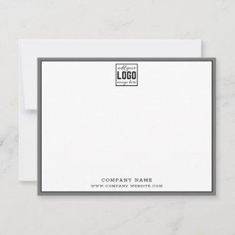 Business Logo Editable Brand Color Gray Border   Note Card