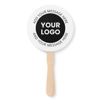 Business Logo & Editable Text  White & Black Hand Fan
