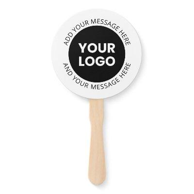 Business Logo & Editable Text  White & Black Hand Fan
