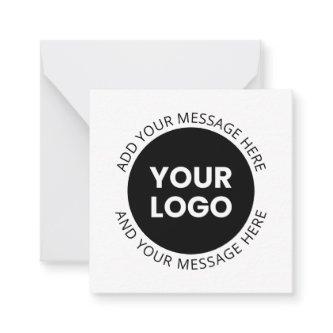 Business Logo & Editable Text  White & Black Note Card
