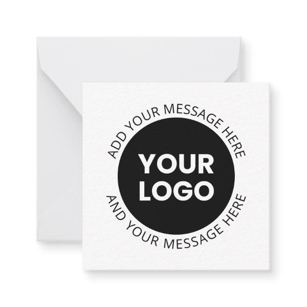 Business Logo & Editable Text  White & Black Note Card