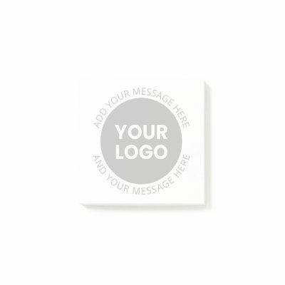 Business Logo & Editable Text  White & Grey Post-it Notes
