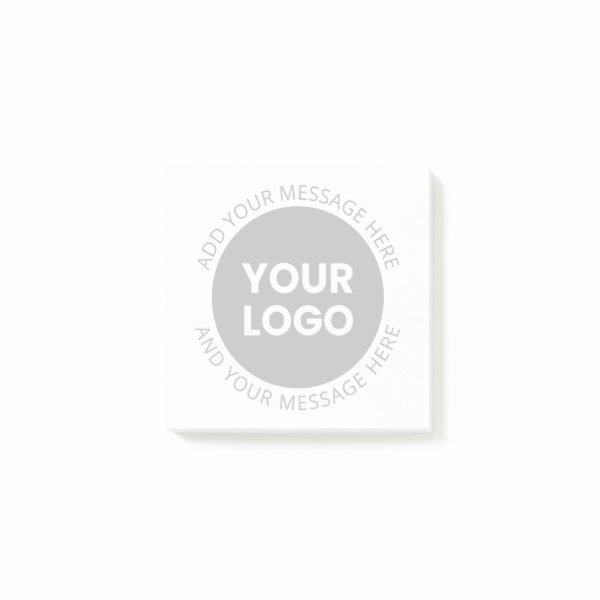 Business Logo & Editable Text  White & Grey Post-it Notes