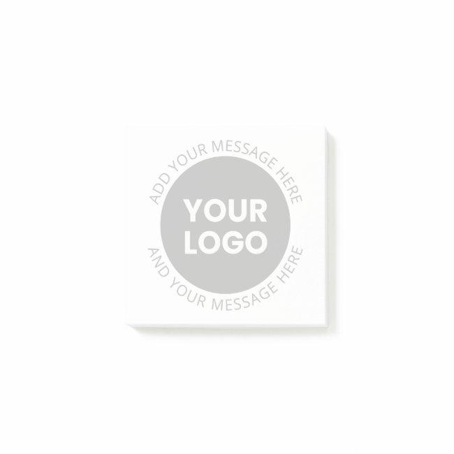 Business Logo & Editable Text White & Grey Post-it Notes
