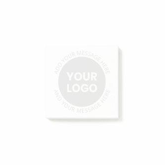 Business Logo & Editable Text  White & Grey Post-it Notes