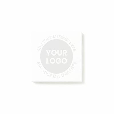 Business Logo & Editable Text  White & Grey Post-it Notes