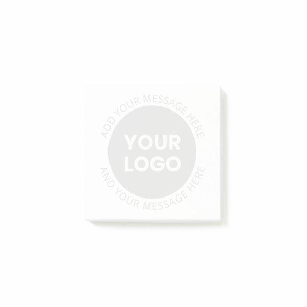 Business Logo & Editable Text  White & Grey Post-it Notes
