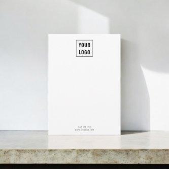 Business Logo Elegant Minimalist White Note Card