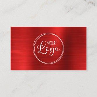 Business Logo Faux Bright Red Ombre Foil