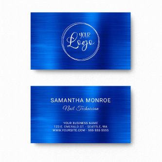 Business Logo Faux Royal Blue Ombre Foil