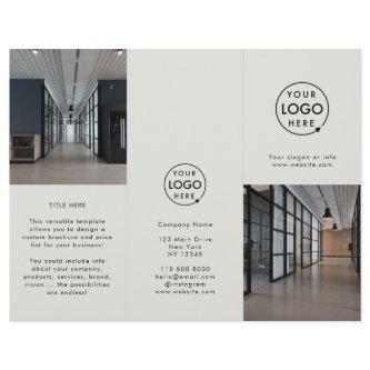 Business Logo Gray 3 Photo Trifold Brochure