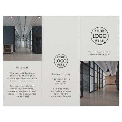 Business Logo Gray 3 Photo Trifold Brochure