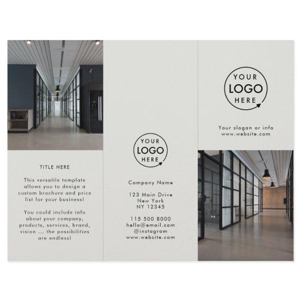 Business Logo Gray 3 Photo Trifold Brochure