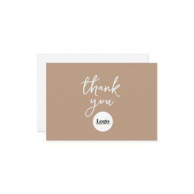 Business Logo Light Mocha Brown Thank You Card