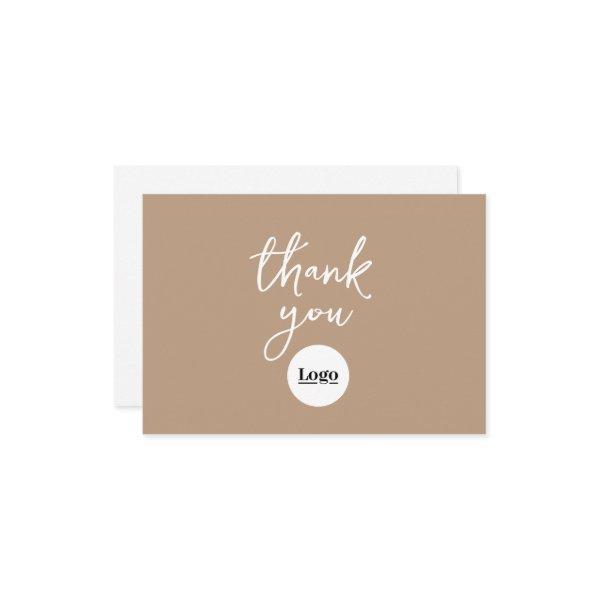 Business Logo Light Mocha Brown Thank You Card