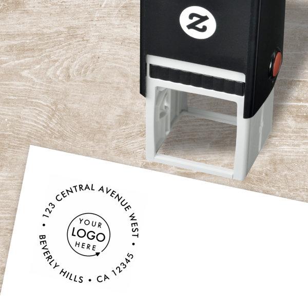 Business Logo | Modern Round Return Address Self-inking Stamp