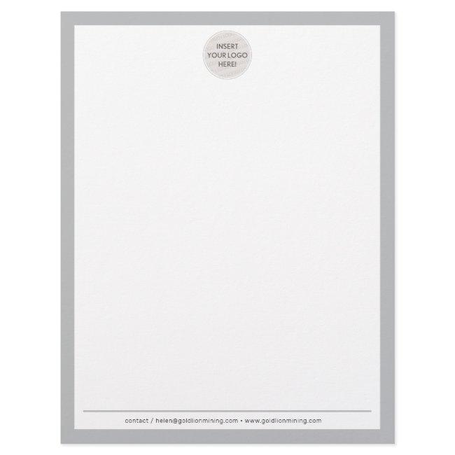BUSINESS LOGO modern simple border pale gray Letterhead
