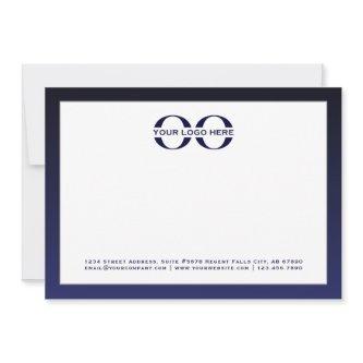 Business Logo Navy White 5x7 Note Card