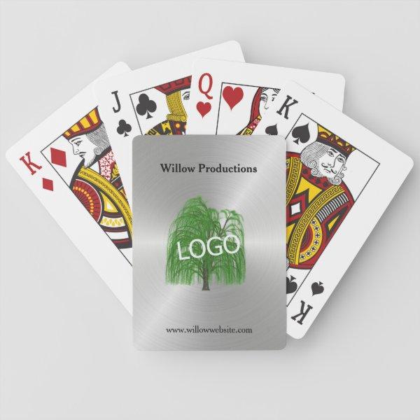 Business Logo Promotional Company Silver Playing Cards