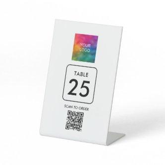 Business Logo QR Code Here Table Number Template Pedestal Sign