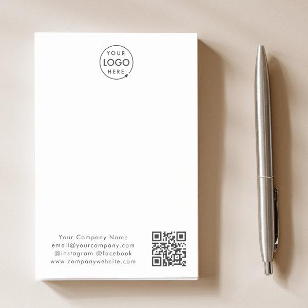 Business Logo | QR Code Minimal Simple White Post-it Notes