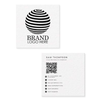 Business Logo QR Code Modern Minimalist White Calling Card