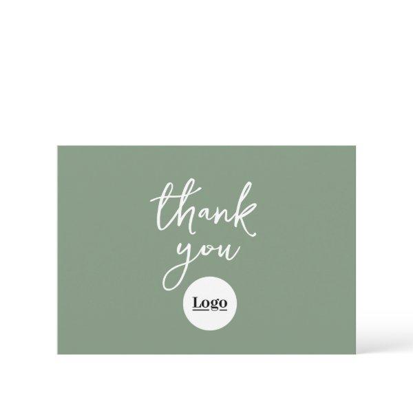Business Logo Sage Green Thank You Card