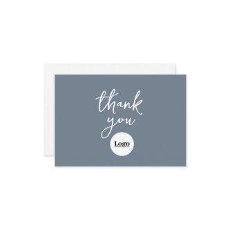 Business Logo Slate Gray Thank You Card